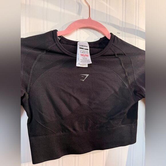 Gymshark Black Long Sleeve Crop Top Sz S - Picture 5 of 8